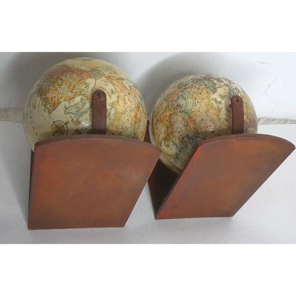Vintage Replogle World Classic Series World Globe Bookends With Metal Base - Picture 3 of 6